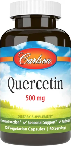 Carlson - Quercetina, 500 mg, Apoyo estacional, salud de la piel, bienestar óptimo, 120 cápsulas vegetarianas