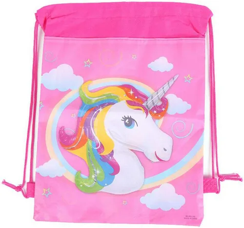 Miniatura 9 de Bolsa de recuerdo de fiesta de unicornio, paquete de 8 mochilas con cordón de unicornio como bolsas de regalo de fiesta, bolsas de dulces