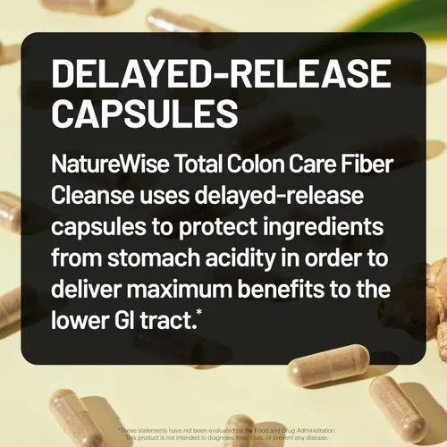 Miniatura 9 de NatureWise Total Colon Care Fiber Cleanse - Mezcla laxante natural - Laxantes herbales, prebióticos y enzimas para regularidad, digestión