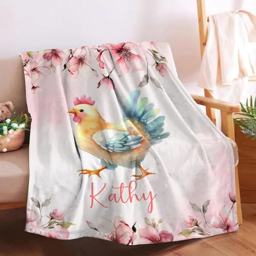 Miniatura 28 de Manta de bebé personalizada para niñas y niños pequeños, recién nacidos, regalos personalizados de vaca floral con nombre y texto, 40 x 30 pulgadas