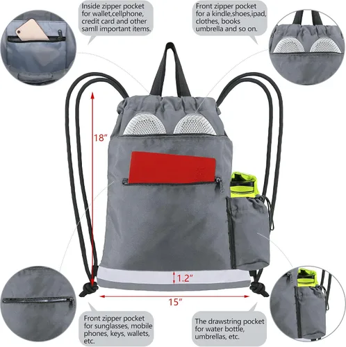 Miniatura 3 de Mochila con cordón para gimnasio, bolsa deportiva para natación, mujeres y hombres, bolsa de entrenamiento con cordón trasero para fútbol