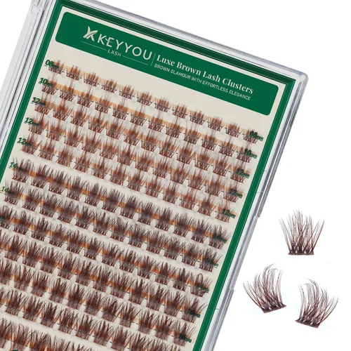 Miniatura 114 de KEYYOU Racimos de pestañas, 96 piezas de extensiones de pestañas DIY, rizado D de 16 mm, negro, realista, no irritante, fácil de colocar en casa