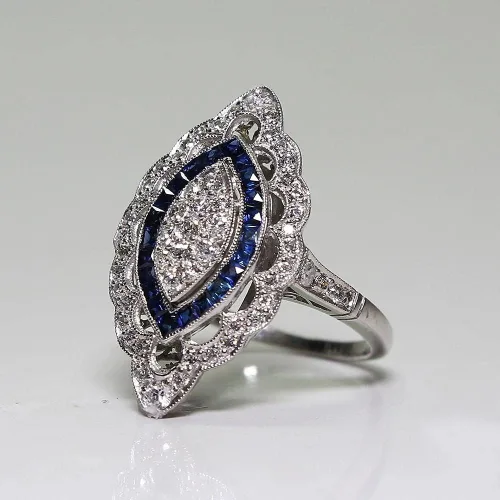 Miniatura 2 de Anillo de plata de ley 925 brillante con diamantes de zafiro, corte lágrima, circonita cúbica, anillos de compromiso de eternidad, anillo de boda