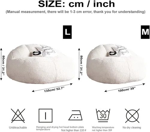 Miniatura 7 de Puf, sin relleno, muebles de sala de estar, grandes, redondos, suaves y esponjosos (solo incluye una funda, no un puf completo), de piel sintética
