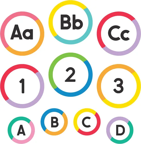 Carson Dellosa - Juego de 150 piezas de letras recortadas, 4" en blanco coloridas, números, letras mayúsculas y minúsculas del alfabeto para