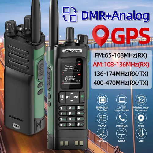 Miniatura 2 de Radio de Mano BAOFENG DM32 DMR Radio Portátil Recargable Walkie Talkies de Largo Alcance DM32UV 5RM Radio de Dos Vías NOAA Radio del Clima