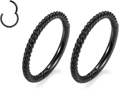 Miniatura 7 de GAGABODY 2 piercings para la nariz, calibre 20G, 18G, 16G, 14G, 12G, 10G, 8G, acero quirúrgico, tabique, cartílago, hélice, trago, concha, daith
