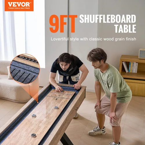 Miniatura 2 de Mesa de tejo VEVOR, mesa de tejo de 9 pies para salas de juegos familiares, juego combinado de tejo y bolos 2 en 1, con superficie de juego