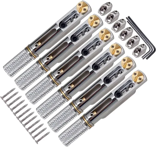 Puente de guitarra sin cabeza de metal con tuerca y llave para piezas de instrumentos musicales de guitarra, argent