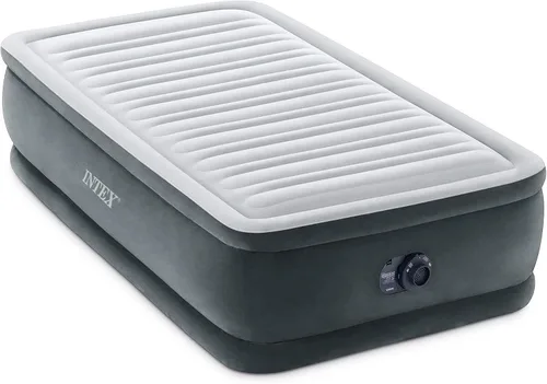 Intex Colchón de aire tamaño individual, 45,7 cm de altura, bomba incorporada, Dura-Beam Deluxe Comfort-Plush - Cama hinchable portátil para