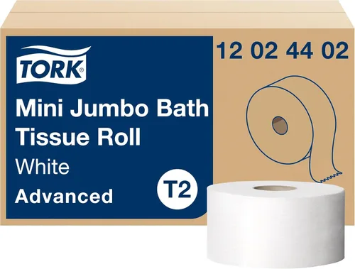 Tork Advanced 12024402 rollo de papel tisú doble hoja para baño gigante compacto, 7.36 pulgadas de diámetro x 3.55 pulgadas de ancho, 751 pies de