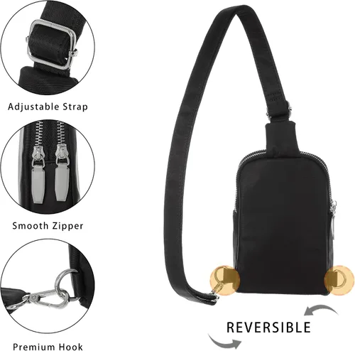 Miniatura 4 de INICAT Bolsos cruzados pequeños de nailon para mujer, bolsa de 1 litro para hombre, bolsa de hombro, riñonera, artículos esenciales de viaje