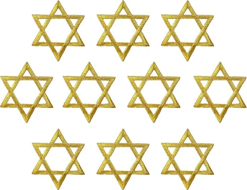 Miniatura 6 de (2 pulgadas) Estrella de David, Hanukkah, judío, bordado, parche para planchar (dorado, 1 pieza)