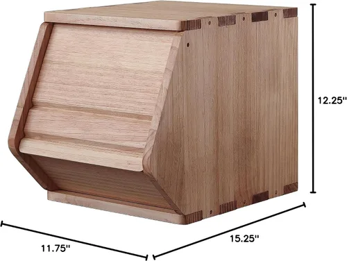 Miniatura 6 de Cofres apilables de madera maciza, contenedores con tapas, caja modular multiusos de madera, organizadores de almacenamiento de armario, gabinete