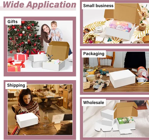 Miniatura 5 de BoShahai Paquete de 30 cajas de envío de cartón corrugado blanco de 9 x 6 x 4 pulgadas, cajas de envío, cajas de embalaje reciclables para regalos