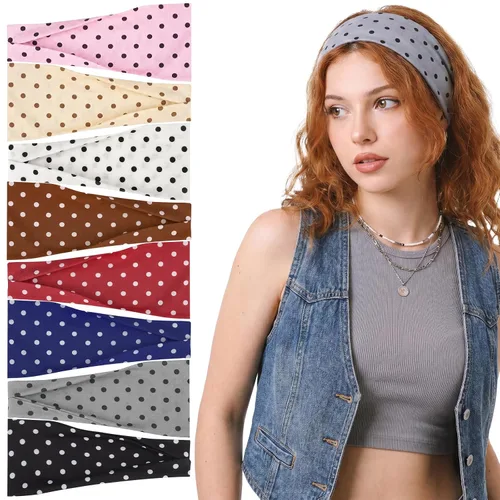 Miniatura 13 de obeoby Diademas bohemias para mujer, paquete de 8 diademas con estampado floral rosa, antideslizantes, para niñas, para el día de San Valentín