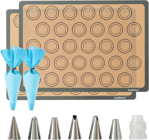 Katbite - Juego de 2 alfombrillas de silicona para hornear, 11 5/8 pulgadas x 16 1/2 pulgadas, reutilizables y antiadherentes, suministros para