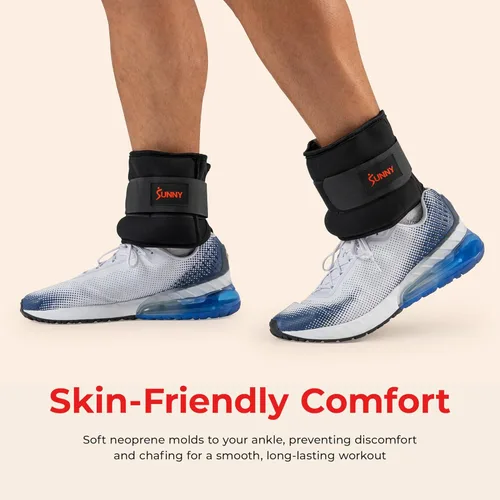 Miniatura 2 de Sunny Health & Fitness Pesas de tobillo (par) – 1,2,3,4,5 libras, opciones ajustables, resistentes al sudor, correa segura para fitness, caminar