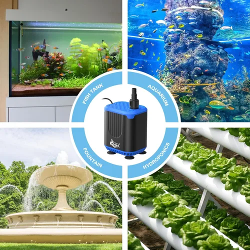 Miniatura 7 de AQQA Bomba de agua de acuario DC con controlador, 4 caudales ajustables, modo de alimentación, bomba sumergible IP68 silenciosa para tanque