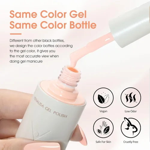 Miniatura 5 de VENALISA - Juego de esmaltes de uñas de gel blanco de 0.3 fl oz (0.3 fl oz) con kit de puntas de uñas, 5 unidades, blanco, azul, rosa bebé, rojo