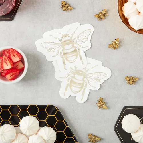 Miniatura 6 de Honecomb Hive - Servilletas de almuerzo troqueladas de lámina dorada, 20 unidades (TW7-25361) (paquete de 2)