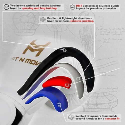 Miniatura 8 de HIT N MOVE Guantes de boxeo All Day Pro Balance con gancho y bucle, guantes de boxeo para hombre, equipo de boxeo, guantes de entrenamiento