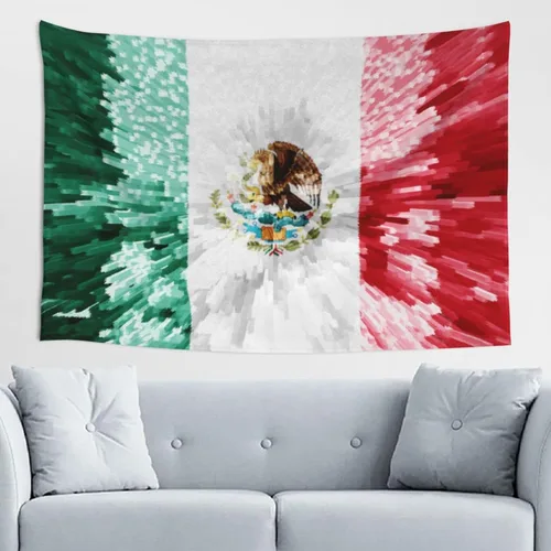 Miniatura 26 de JUHIOPOI Tapiz de pared con bandera de México, arte nocturno mexicano para decoración de pared lateral de dormitorio, (60 x 40 pulgadas)