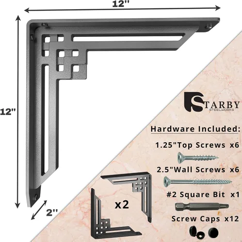 Miniatura 9 de Starby Charleston Soportes de acero resistente para repisa de chimenea, estante flotante, soporte de encimera, soldado a mano (paquete de 2)