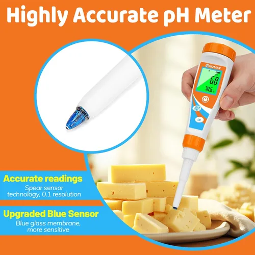 Miniatura 5 de UIUZMAR Medidor de pH inteligente para alimentos Kit de prueba de pH para masa madre y masa de pan Sensor de lanza profesional Probador de alimentos