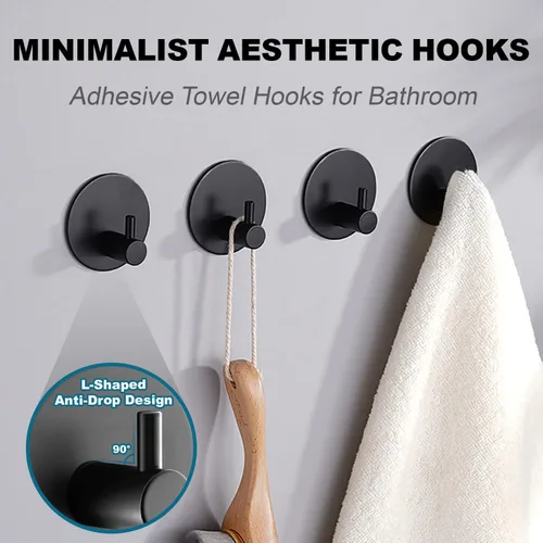 Miniatura 2 de Ganchos para Toallas de Baño (Paquete de 4) Gancho Adhesivo para Toallas Ganchos de Ducha para Interior de Ducha - Ganchos Adhesivos de Pared