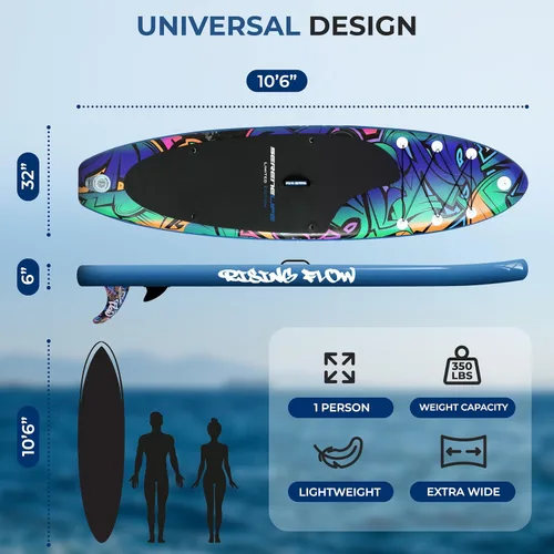 Miniatura 5 de SereneLife Tabla de remo inflable de pie, diseño amplio y estable, cubierta antideslizante para adultos y jóvenes con accesorios de tabla de remo