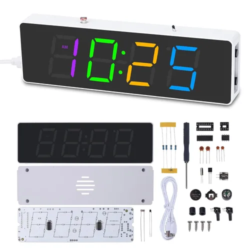 Miniatura 14 de MiOYOOW Kits de reloj digital de 4 dígitos con PCB, kit de proyecto de soldadura de reloj de alarma DIY para aprender soldadura electrónica