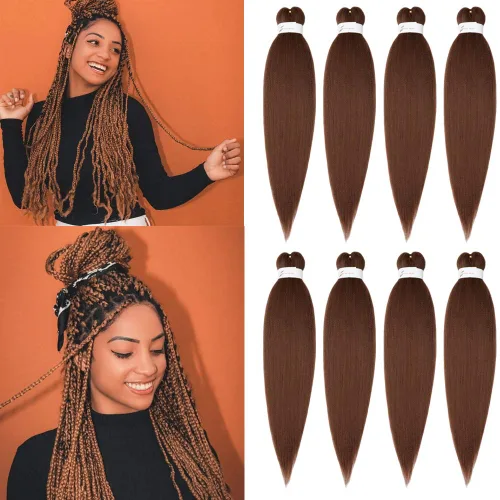 Miniatura 22 de Cabello trenzado preestirado negro natural, cabello largo trenzado de 32 pulgadas, 8 paquetes de extensiones de cabello trenzado profesional