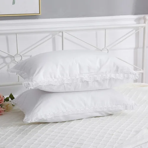 Miniatura 6 de Fundas de almohada de encaje de ganchillo blanco tamaño Queen, fundas de almohada de algodón puro para cama, 2 piezas de 30 x 20 pulgadas