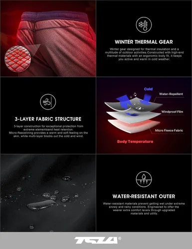 Miniatura 6 de TSLA Pantalones de ciclismo térmicos a prueba de viento para hombre, pantalones de ciclismo con forro polar, pantalones de ciclismo para exteriores
