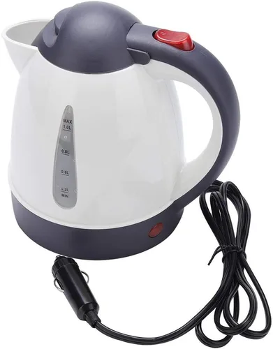 Hervidor eléctrico portátil de 33.8 fl oz 12 V de viaje para coche, camión, hervidor de agua, botella para té y café