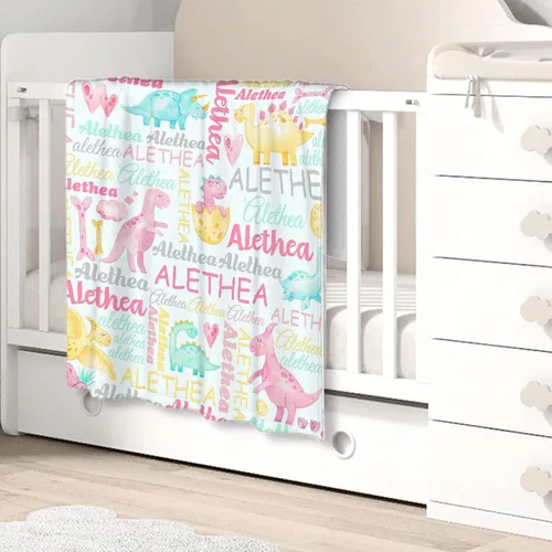 Miniatura 3 de Manta de bebé personalizada de Sandilya para niñas y niños, manta de bebé personalizada con dinosaurio, manta envolvente para niños pequeños, bebés