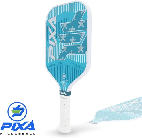 Miniatura 7 de PIXA Coastal Crush Pickleball Paddle, cara de carbono T-300, superficie de fricción, mango de 5.25 pulgadas, aprobado por USAPA