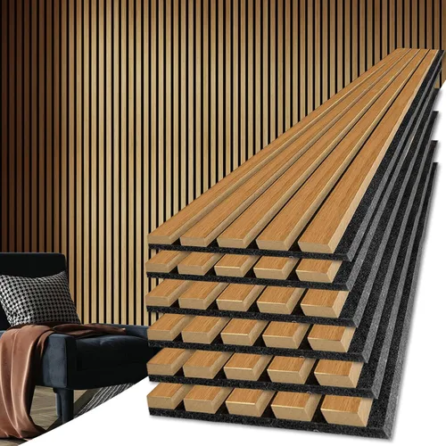 Miniatura 14 de Art3d Paneles acústicos de listones de madera para decoración elegante y reducción de ruido, panel texturizado 3D para techo y pared, paquete