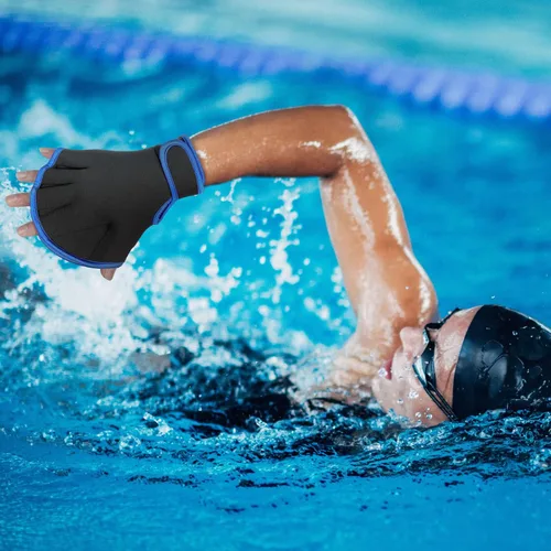 Miniatura 6 de 2 pares de guantes acuáticos de natación, guantes de entrenamiento de natación de mano, guantes de natación para hombres y mujeres, guantes de malla