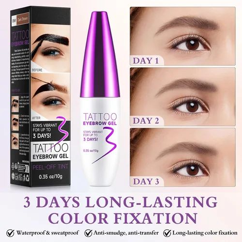 Miniatura 7 de Tinte de gel para cejas: tinte de cejas de larga duración hasta 3 días, gel de cejas impermeable y a prueba de manchas para cejas más completas