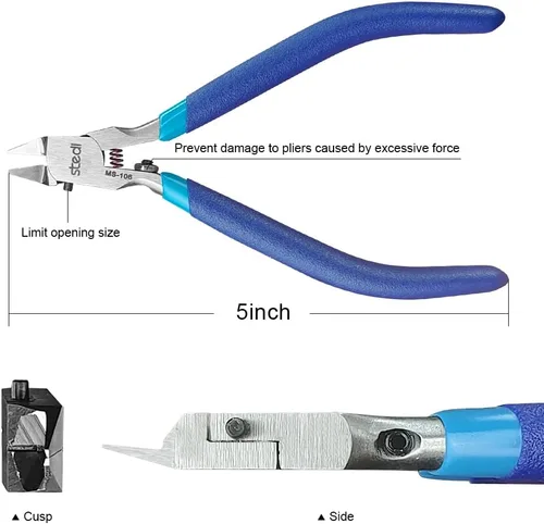 Miniatura 5 de stedi Pinza modelo de 5 pulgadas, con un solo borde ultrafino y estuche de cuchilla, herramientas de modelo de plástico para reparación de modelos
