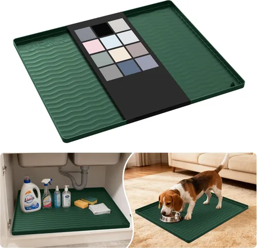 Miniatura 80 de URMONA Tapete de silicona impermeable para debajo del fregadero, 34 x 22 pulgadas, forro para estante de cocina y baño, protector de gabinetes