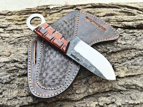 Miniatura 2 de TAC KNIVES Cuchillo de caza y camping al aire libre de hoja fija de espiga completa de 7 pulgadas en funda, regalo para él Cuchillo de acero