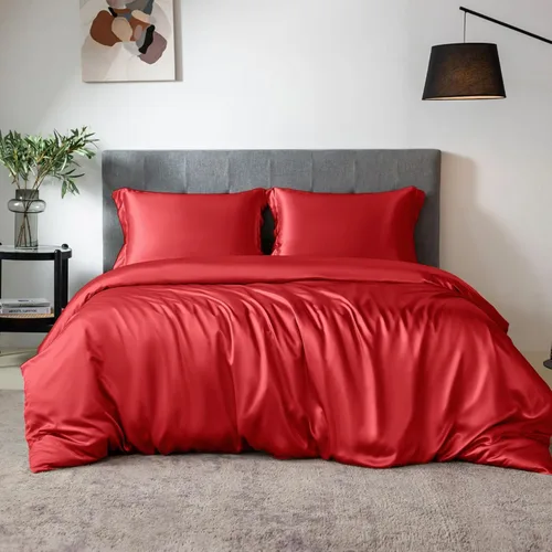 Miniatura 10 de THXSILK Juego de funda de edredón de seda de 4 piezas, sábanas de seda, juegos de cama de lujo, ultra suave, lavable a máquina, duradera, 100% seda