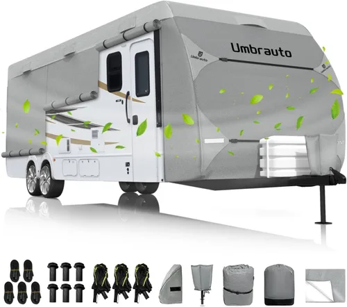 Miniatura 27 de Umbrauto Cubierta para caravana de 5ª rueda de 28 a 31 pies, 7 capas superiores extra gruesa, cubierta de quinta rueda, impermeable, resistente al