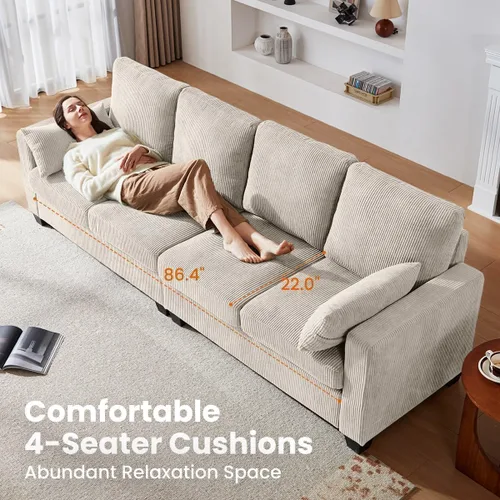Miniatura 4 de CHIC HOUSE Modular Sectional Sofa with Storage Ottomans, Corduroy Cloud Couch for Small Spaces & Apartments, Reconfigurable L/U Shaped Convertible