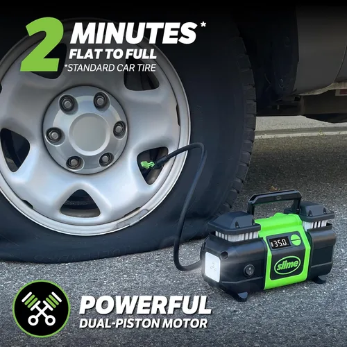 Miniatura 3 de Slime 40031 Inflador de neumáticos, compresor de aire portátil para auto, SUV, 4x4, Pro Power, resistente, con manómetro analógico de 150 psi