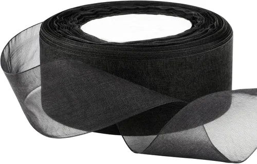 Miniatura 2 de Hapeper Cinta de organza transparente de 1 1/2 pulgadas, 50 yardas/rollo (negro)