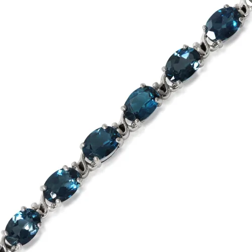 Miniatura 2 de Silvershake Pulsera ajustable de plata de ley 925 con topacio azul de Londres genuina de 16.32 quilates, estilo victoriano, de 7.5 a 9 pulgadas